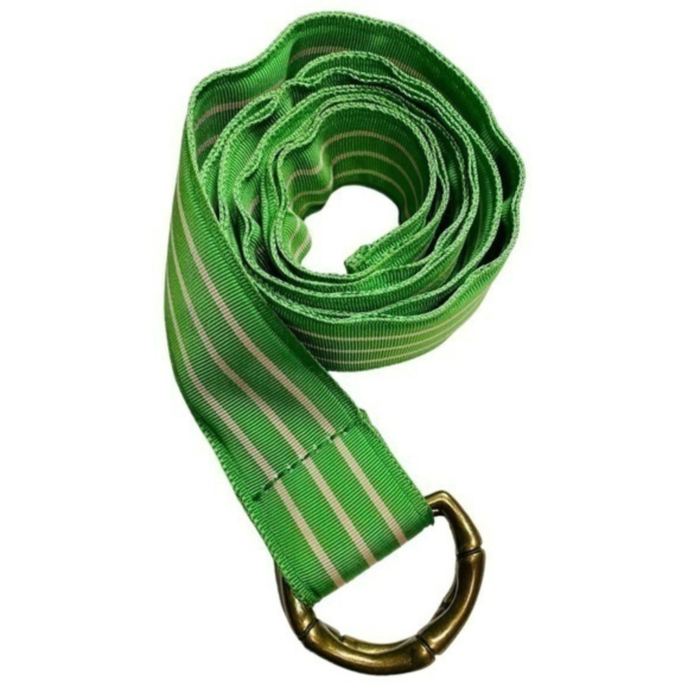 J. Crew Green & Pink Striped Grosgrain Ribbon Belt